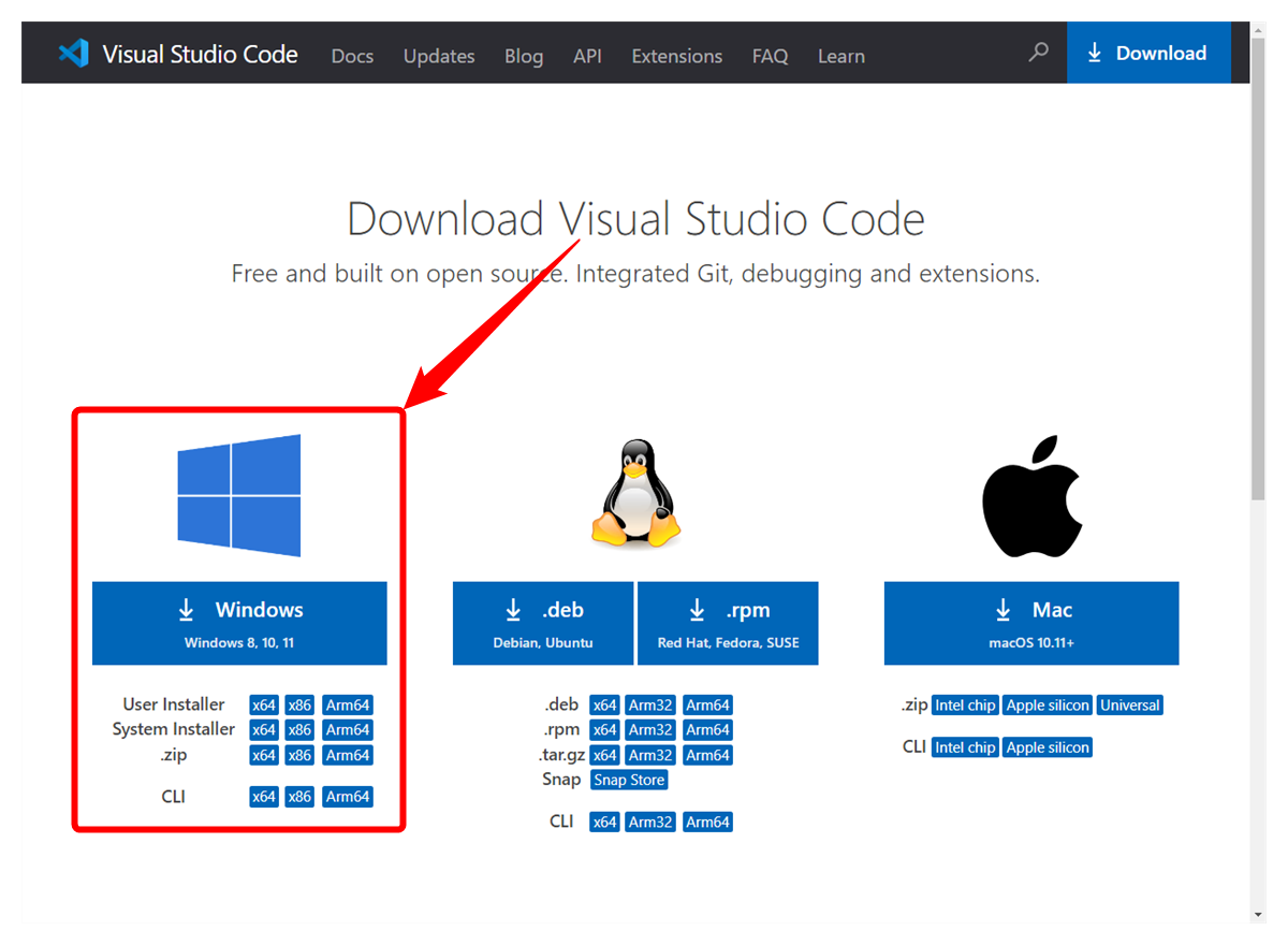 図1-1.Download Visual Studio Code - Mac, Linux, Windows