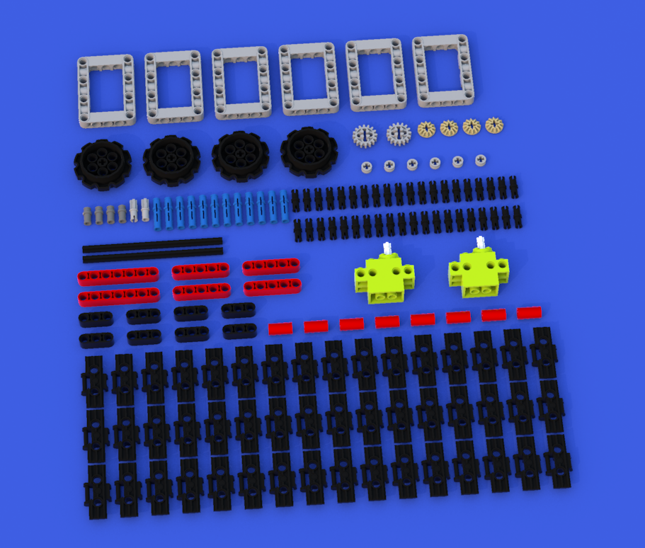 図11-12-2-1.クローラータイプのプログラミングロボットカーの組み立てに必要なLEGOブロック