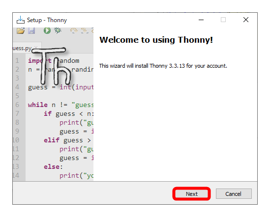 図10-4-1-4.Welcome to using Thonny!