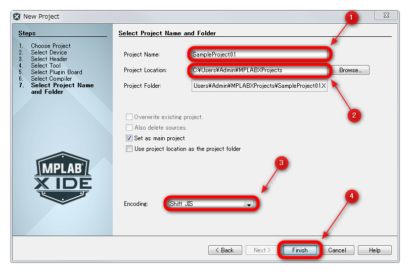 図3-12-2-9.Select Project Name and Folder(プロジェクト名と保存先の選択)